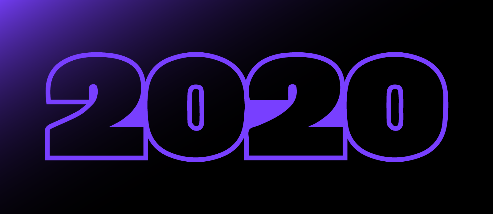 Welcoming the Class of 2020 - Picture of "2020" in UNINCORPORATED's purple on black.